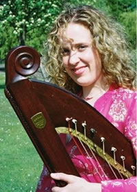 Angharad Evans and her triple harp
