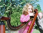 Angharad with her Triple Harp